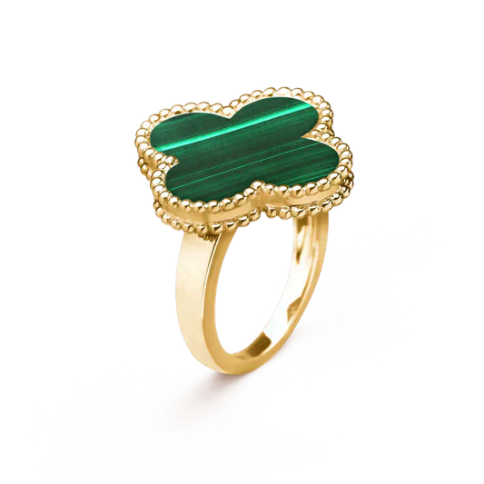 [Kincade Jewelrys] BAGUE TRÈFLE MALACHITE