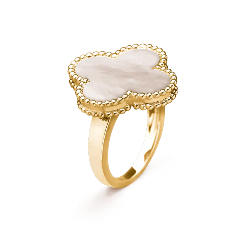 [Kincade Jewelrys] BAGUE EN NACRE BLANCHE À TRÈFLE
