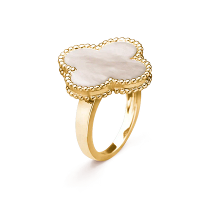 [Kincade Jewelrys] BAGUE EN NACRE BLANCHE À TRÈFLE