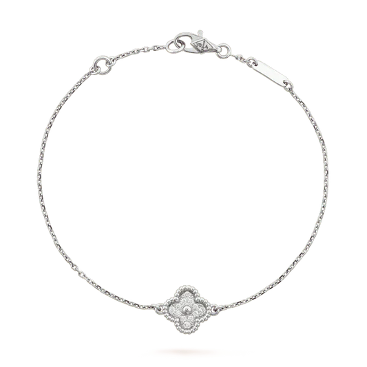 [Kincade Jewelrys]Pulsera de plata con una sola flor de trébol