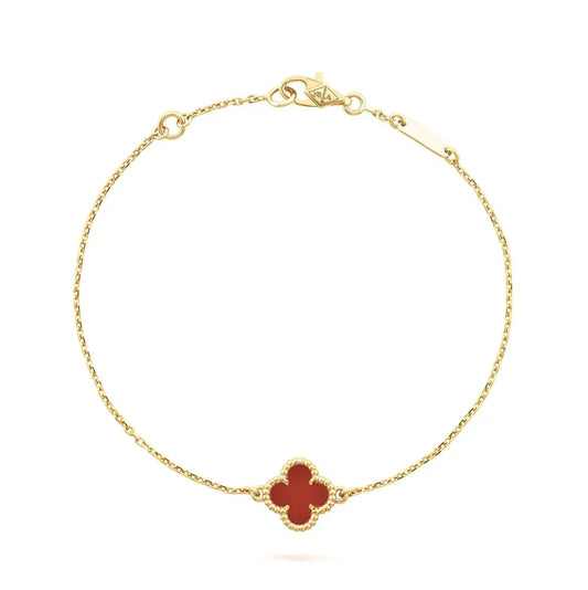 [Kincade Jewelrys] Bracelet fleur unique en cornaline et trèfle