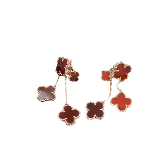 [Kincade Jewelrys] BOUCLES D'OREILLES TRÈFLE CORNALINE 4 MOTIFS OR ROSE