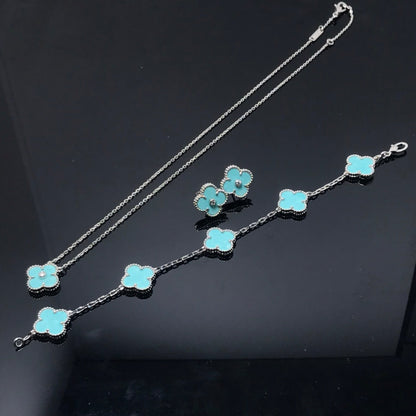 [Kincade Jewelrys]Boucles d'oreilles Clover 1 diamant bleu ciel en argent