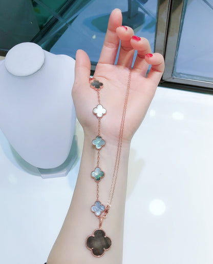 [Kincade Jewelrys] BRACELET COMBINÉ 5 MOTIFS ET COLLIER DARK MOP OR ROSE