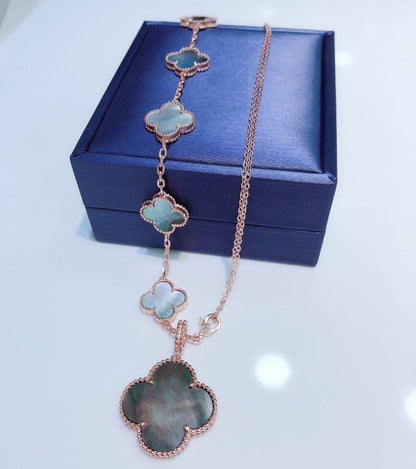 [Kincade Jewelrys] BRACELET COMBINÉ 5 MOTIFS ET COLLIER DARK MOP OR ROSE