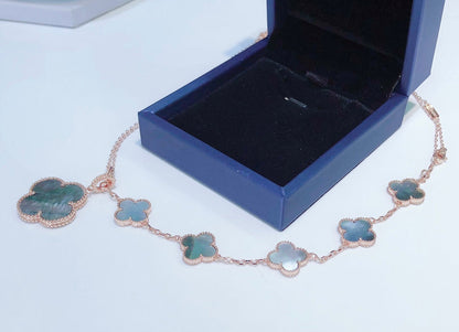 [Kincade Jewelrys] BRACELET COMBINÉ 5 MOTIFS ET COLLIER DARK MOP OR ROSE