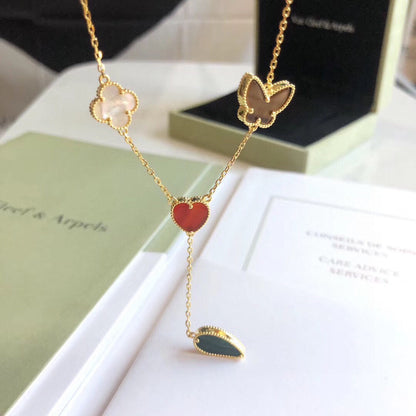 [Kincade Jewelrys]LUCKY SPRING 4 MOTIFS ROSE GOLD NECKLACE
