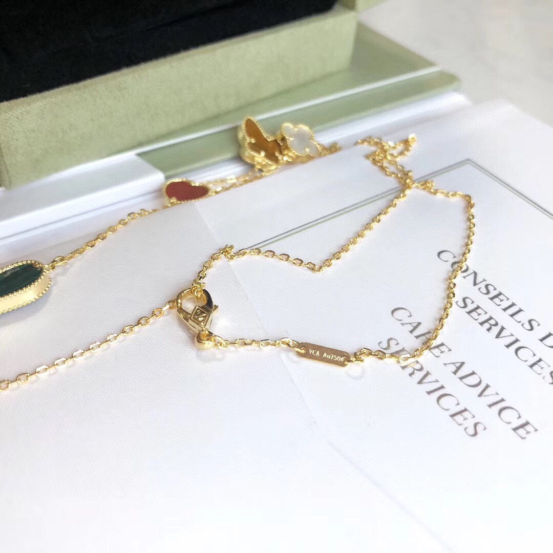 [Kincade Jewelrys]LUCKY SPRING 4 MOTIFS ROSE GOLD NECKLACE