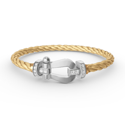 [Kincade Jewelrys]FORCE LARGE HORSESHOE HALF DIAMOND BRACELET SILVER