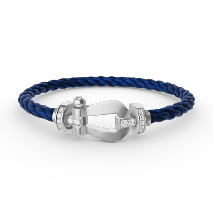 [Kincade Jewelrys]FORCE LARGE HORSESHOE HALF DIAMOND BRACELET SILVER
