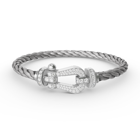 [Kincade Jewelrys]Pulsera de herradura grande con diamantes de plata