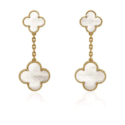 [Kincade Jewelrys]Boucles d'oreilles en nacre blanche à deux motifs