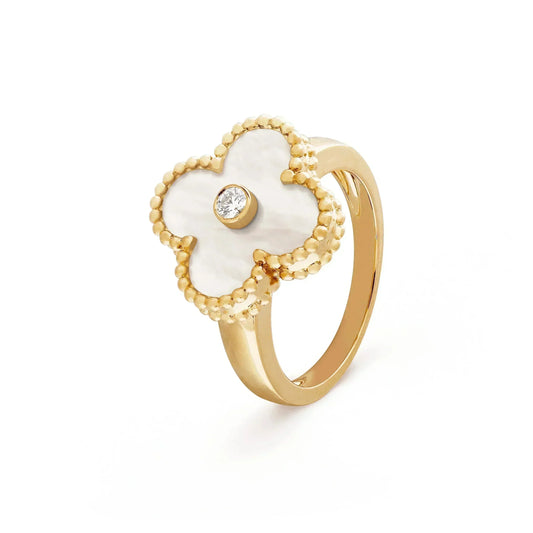 [Kincade Jewelrys] BAGUE TRÈFLE ROSE OR DIAMANT