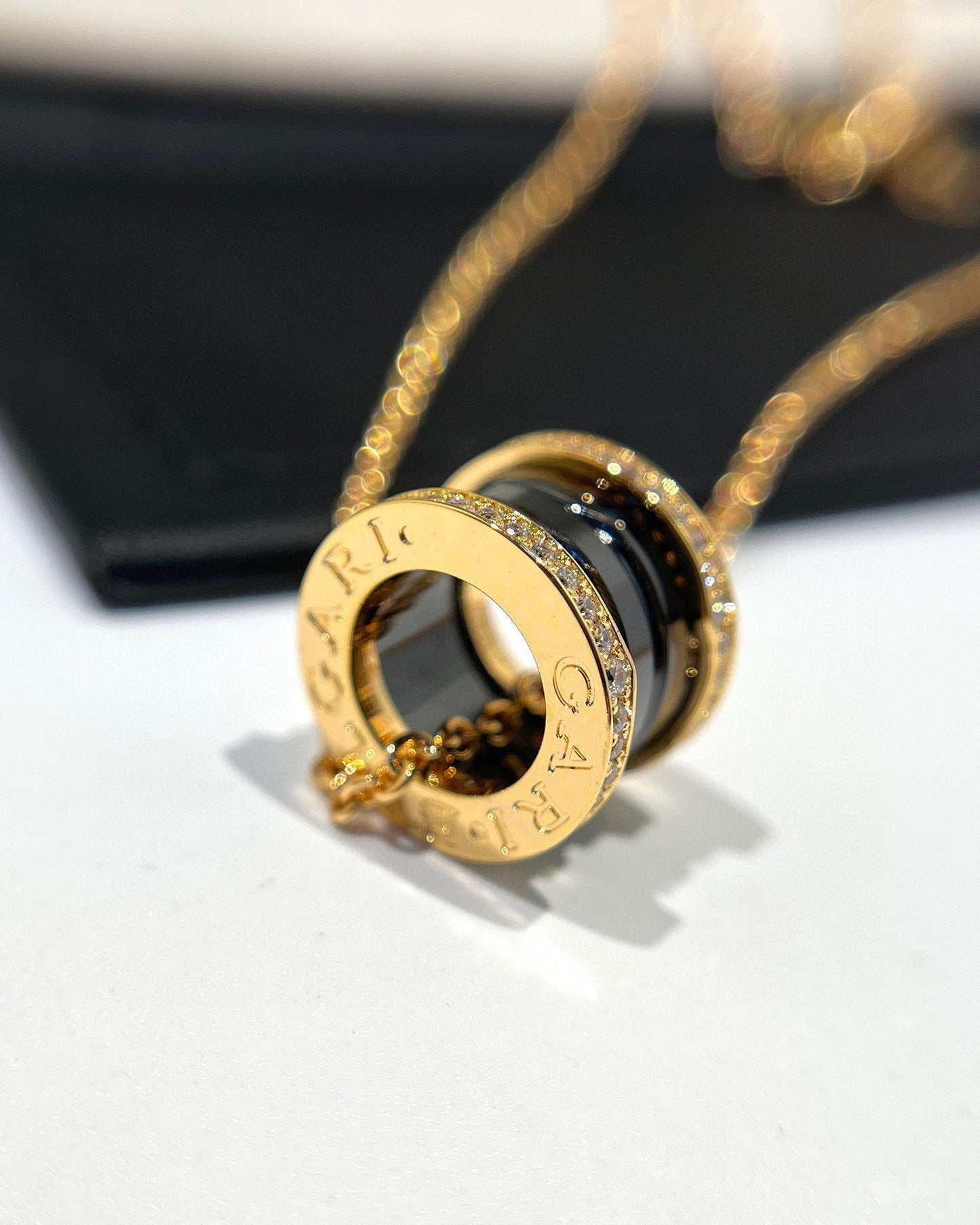 [Kincade Jewelrys] Collier en or rose et diamants en céramique noire ZERO 1