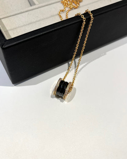 [Kincade Jewelrys] Collier en or rose et diamants en céramique noire ZERO 1
